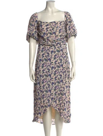 Pre-owned Astr Floral Print Midi Length Dress In Neutral