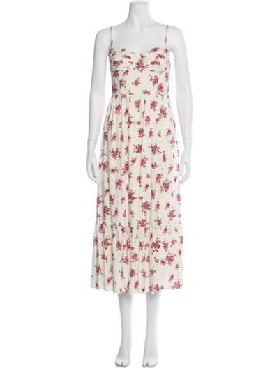 Pre-owned Astr Floral Print Midi Length Dress In Neutral