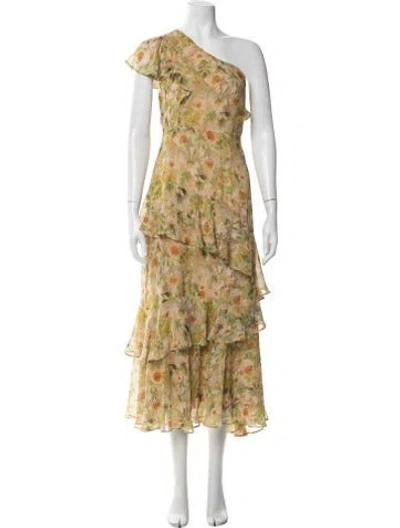 Pre-owned Astr Floral Print Midi Length Dress In Neutral
