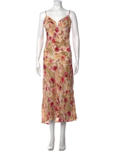 Pre-owned Astr Floral Print Midi Length Dress In Neutral