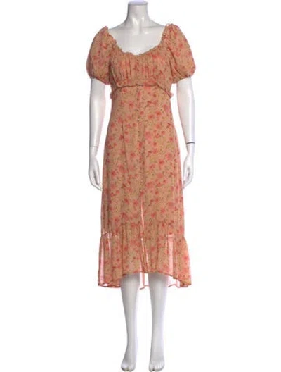 Pre-owned Astr Floral Print Midi Length Dress In Neutral
