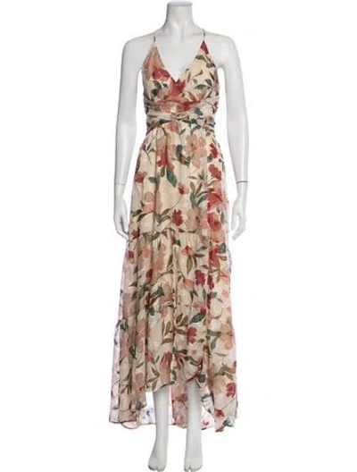 Pre-owned Astr Floral Print Midi Length Dress In Neutrals