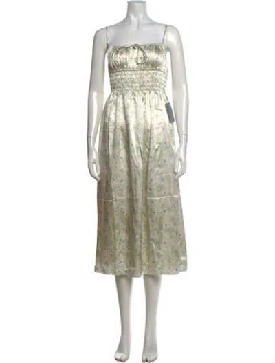 Pre-owned Astr Floral Print Midi Length Dress In Neutrals