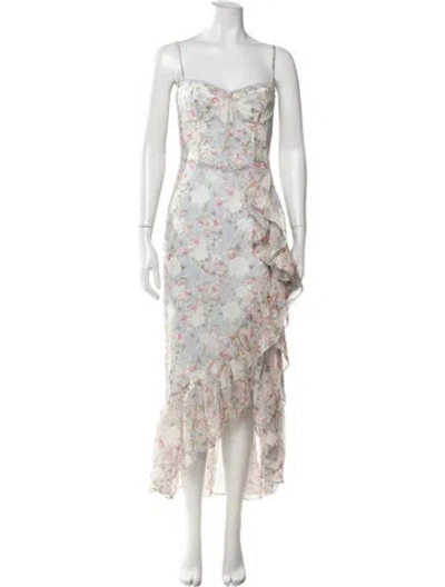 Pre-owned Astr Floral Print Midi Length Dress In Neutrals