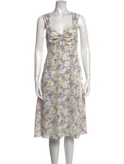 Pre-owned Astr Floral Print Midi Length Dress In Neutrals