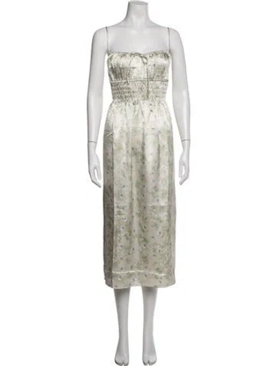 Pre-owned Astr Floral Print Midi Length Dress In Neutrals