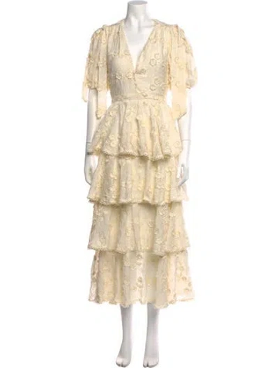 Pre-owned Astr Floral Print Midi Length Dress In Neutrals
