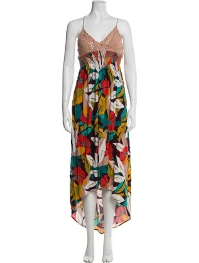 Pre-owned Astr Floral Print Midi Length Dress In Orange