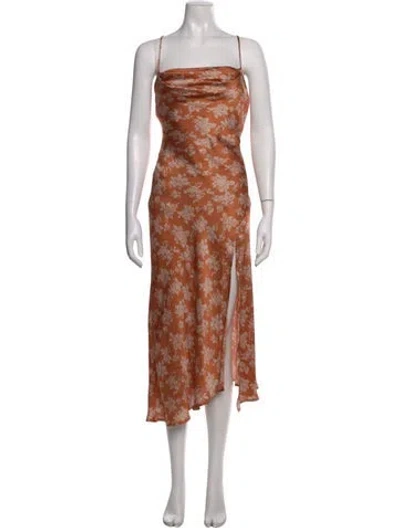 Pre-owned Astr Floral Print Midi Length Dress In Orange