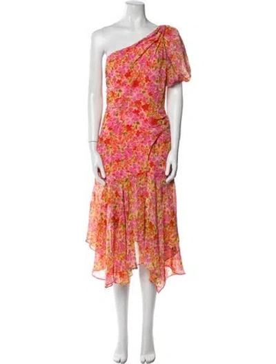 Pre-owned Astr Floral Print Midi Length Dress In Pink