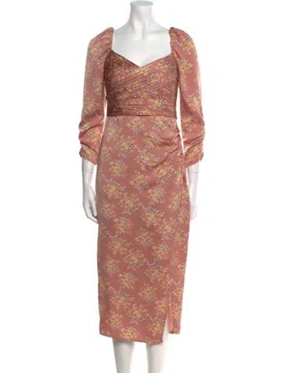 Pre-owned Astr Floral Print Midi Length Dress In Pink
