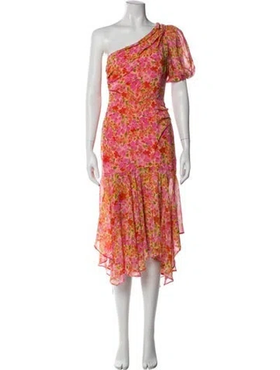 Pre-owned Astr Floral Print Midi Length Dress In Pink