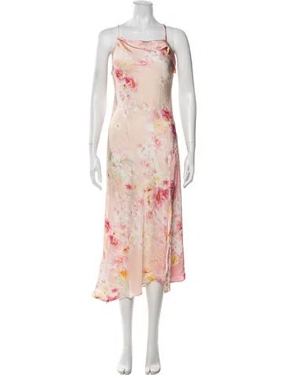 Pre-owned Astr Floral Print Midi Length Dress In Pink