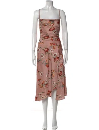 Pre-owned Astr Floral Print Midi Length Dress In Pink