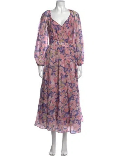 Pre-owned Astr Floral Print Midi Length Dress In Pink