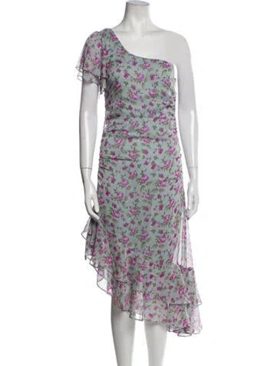 Pre-owned Astr Floral Print Midi Length Dress In Purple