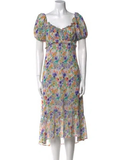 Pre-owned Astr Floral Print Midi Length Dress In Purple