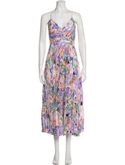 Pre-owned Astr Floral Print Midi Length Dress In Purple