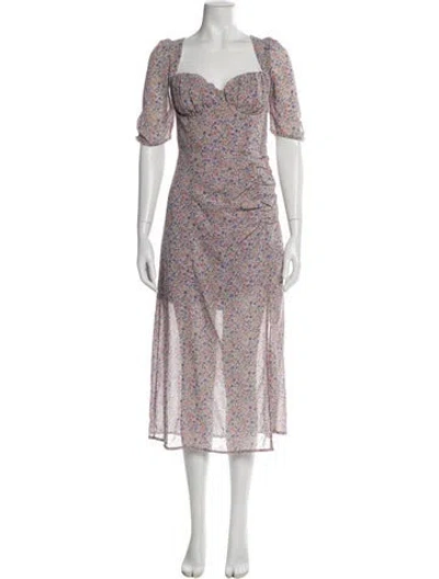 Pre-owned Astr Floral Print Midi Length Dress In Purple