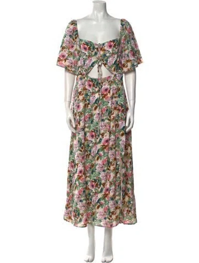 Pre-owned Astr Floral Print Midi Length Dress In Purple