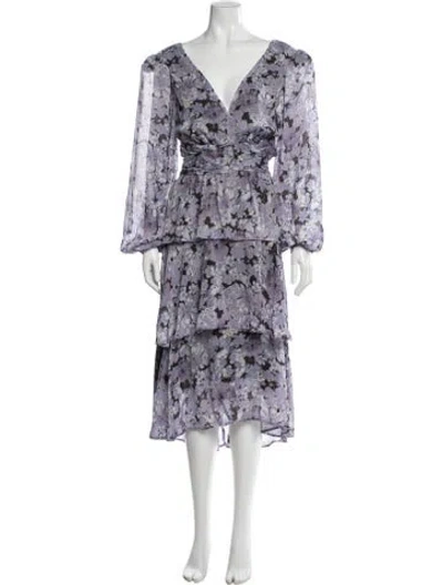 Pre-owned Astr Floral Print Midi Length Dress In Purple