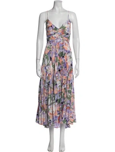 Pre-owned Astr Floral Print Midi Length Dress In Purple