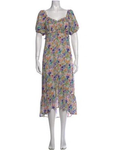 Pre-owned Astr Floral Print Midi Length Dress In Purple