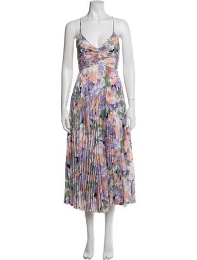Pre-owned Astr Floral Print Midi Length Dress In Purple