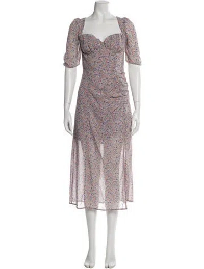 Pre-owned Astr Floral Print Midi Length Dress In Purple