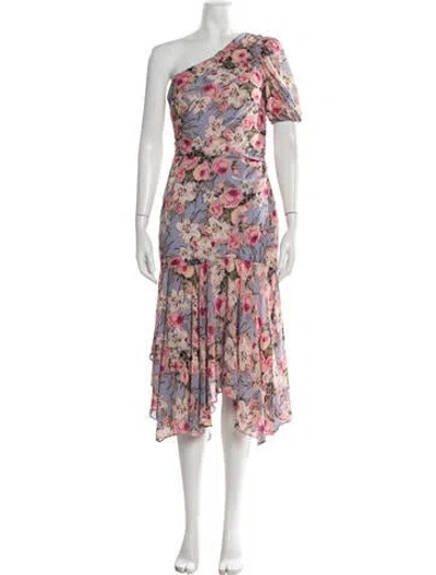 Pre-owned Astr Floral Print Midi Length Dress In Purple