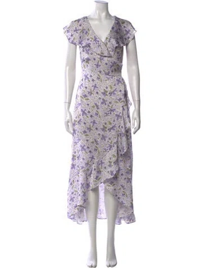 Pre-owned Astr Floral Print Midi Length Dress In Purple
