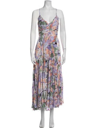 Pre-owned Astr Floral Print Midi Length Dress In Purple