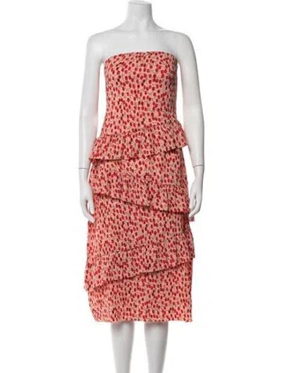Pre-owned Astr Floral Print Midi Length Dress In Red