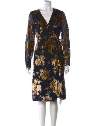 Pre-owned Astr Floral Print Midi Length Dress W/ Tags In Black