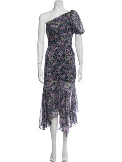 Pre-owned Astr Floral Print Midi Length Dress W/ Tags In Blue