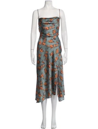 Pre-owned Astr Floral Print Midi Length Dress W/ Tags In Blue