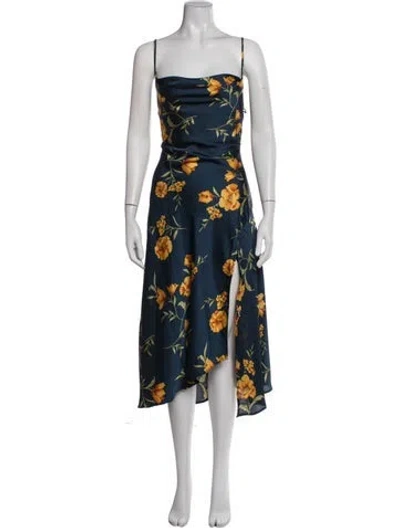 Pre-owned Astr Floral Print Midi Length Dress W/ Tags In Blue