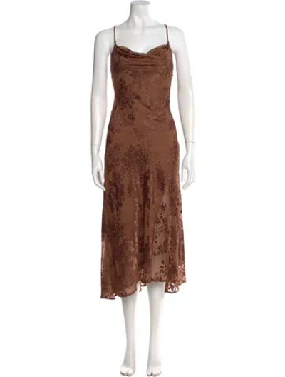 Pre-owned Astr Floral Print Midi Length Dress W/ Tags In Brown