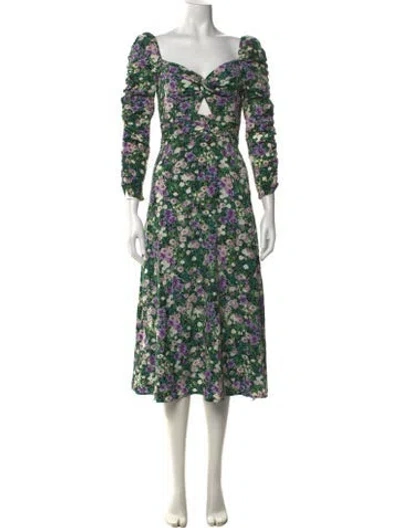 Pre-owned Astr Floral Print Midi Length Dress W/ Tags In Green