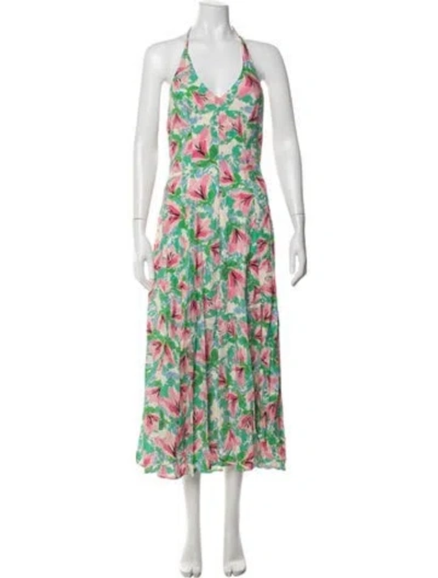 Pre-owned Astr Floral Print Midi Length Dress W/ Tags In Green