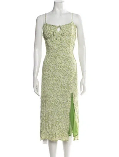 Pre-owned Astr Floral Print Midi Length Dress W/ Tags In Green