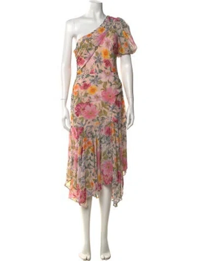 Pre-owned Astr Floral Print Midi Length Dress W/ Tags In Neutral