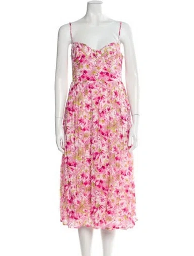 Pre-owned Astr Floral Print Midi Length Dress W/ Tags In Pink