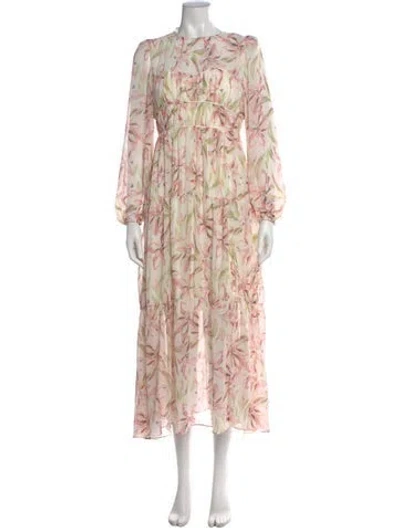Pre-owned Astr Floral Print Midi Length Dress W/ Tags In Pink