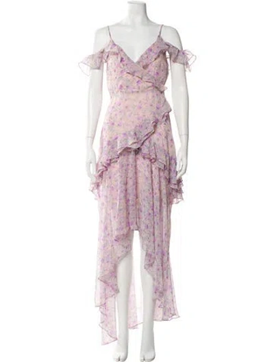 Pre-owned Astr Floral Print Midi Length Dress W/ Tags In Purple