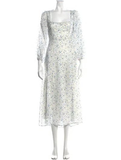 Pre-owned Astr Floral Print Midi Length Dress In White