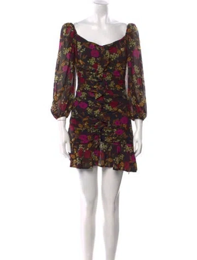 Pre-owned Astr Floral Print Mini Dress In Black