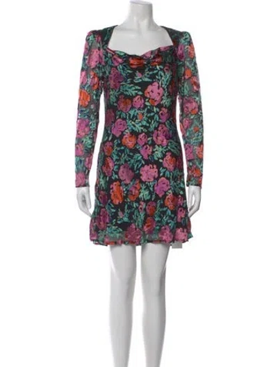 Pre-owned Astr Floral Print Mini Dress In Black