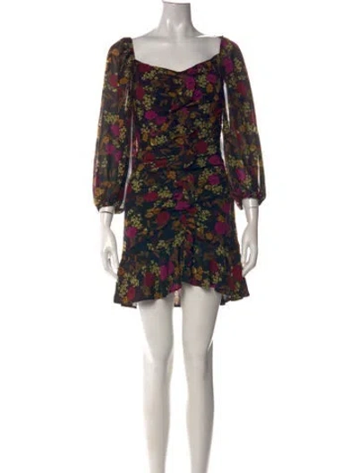 Pre-owned Astr Floral Print Mini Dress In Black