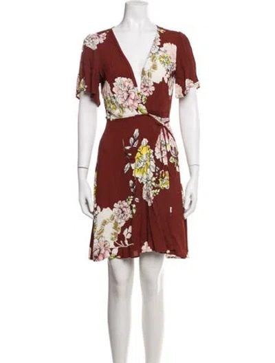 Pre-owned Astr Floral Print Mini Dress In Brown